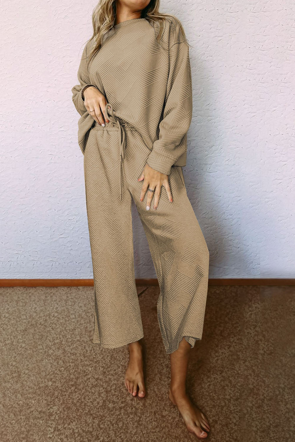 Apricot Ultra Loose Textured 2pcs Slouchy Outfit