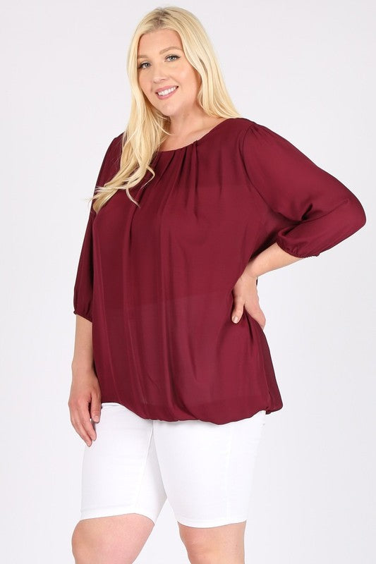 Plus Size Ruffle Round Neck TOP