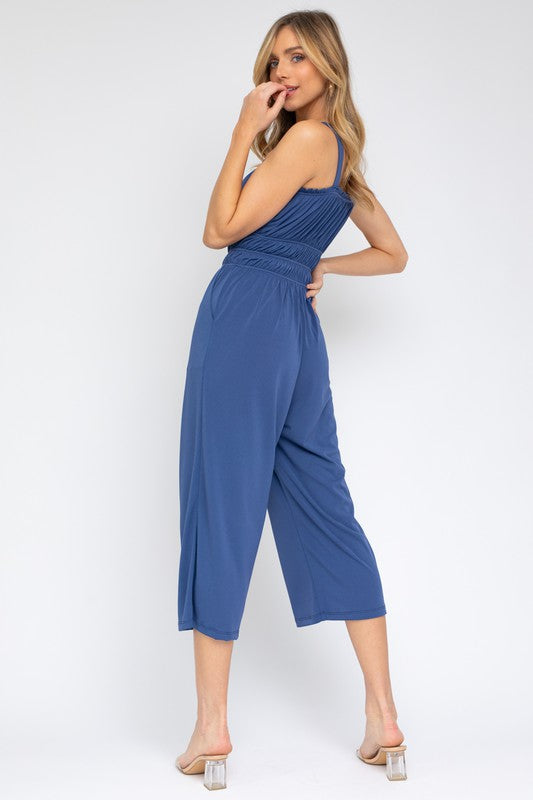 Sleeveless Drawstring Cropped Jumpsuit