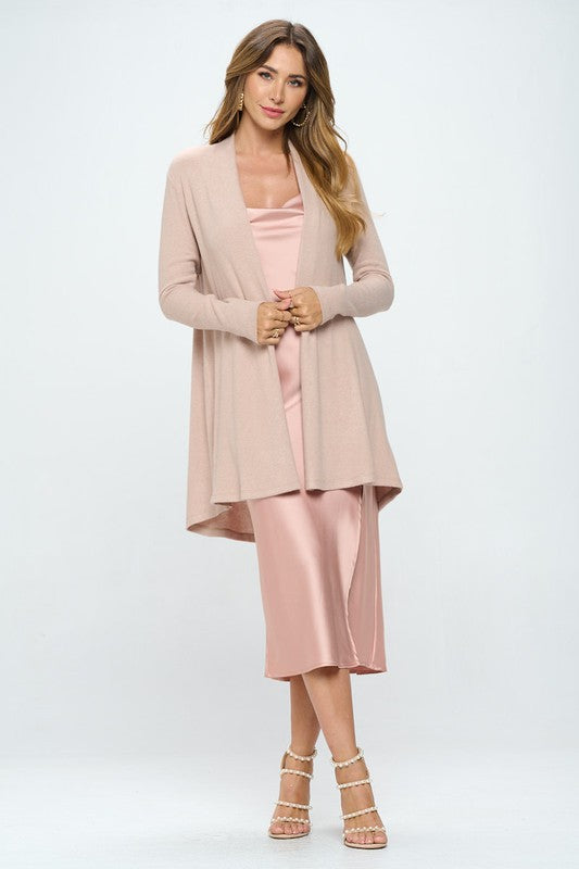 Brushed Knit Draped Cardigan with Cashmere Feel