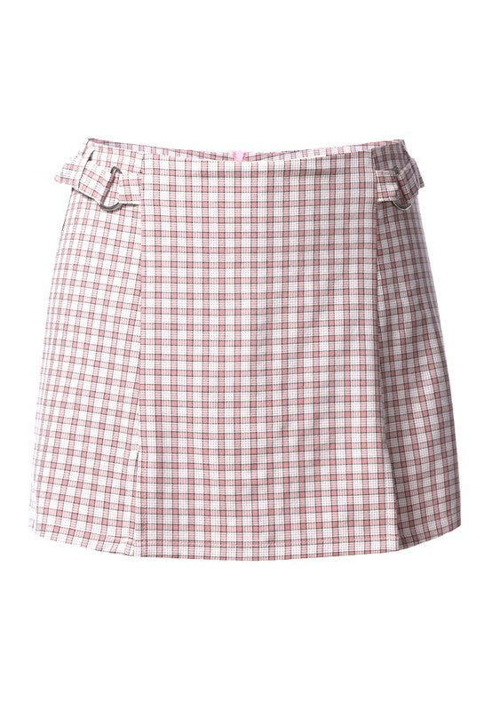 Chequered Skort With Buckles