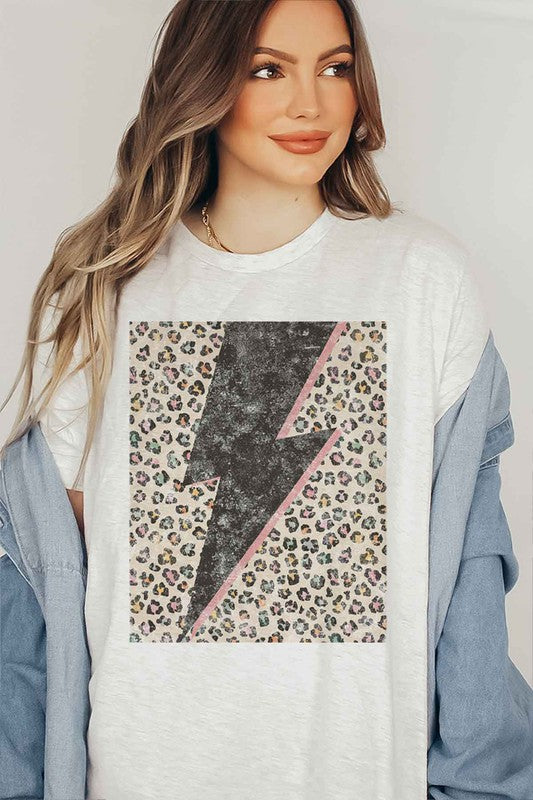 LEOPARD LIGHTNING GRAPHIC PLUS SIZE TEE / T-SHIRT