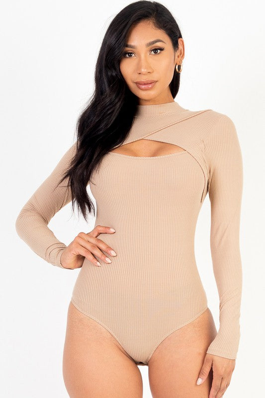 Front Cutout Long Sleeve Bodysuit