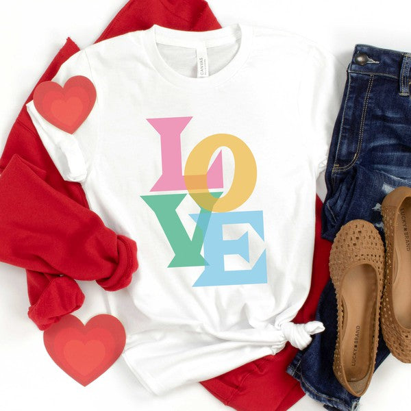 Love Colorful Short Sleeve Graphic Tee