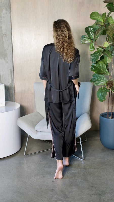 Black 3 Piece Kimono Pajama Sets