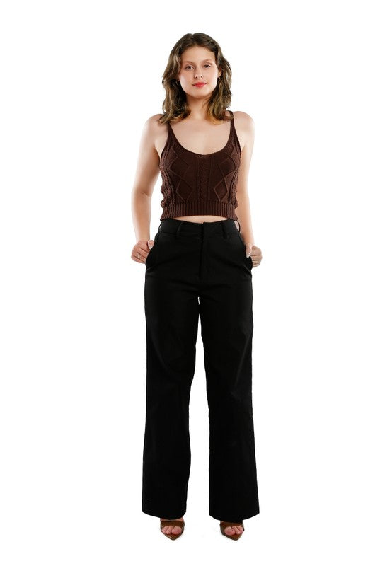 Flared Hem High Waist Pants