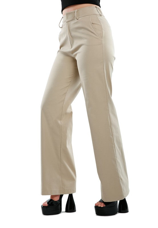 Flared Hem High Waist Pants