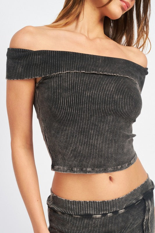 GARMENT DYE STRAPLESS CROP TOP