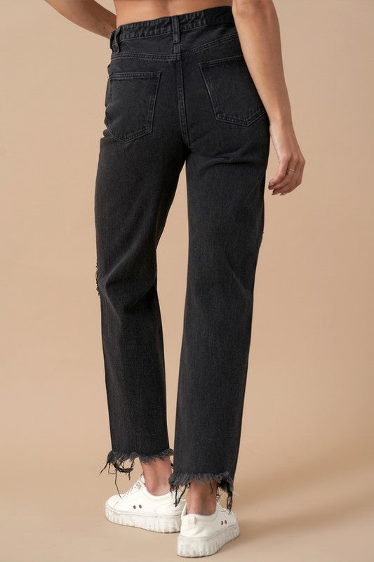 FLIPPED WAIST STRAIGHT JEANS