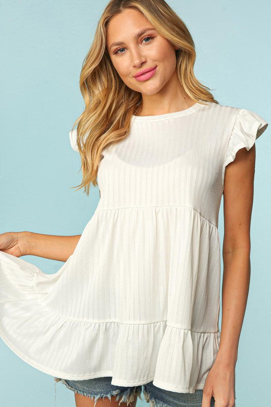 BABYDOLL TIERED RUFFLE FRILL SHORT SLEEVE