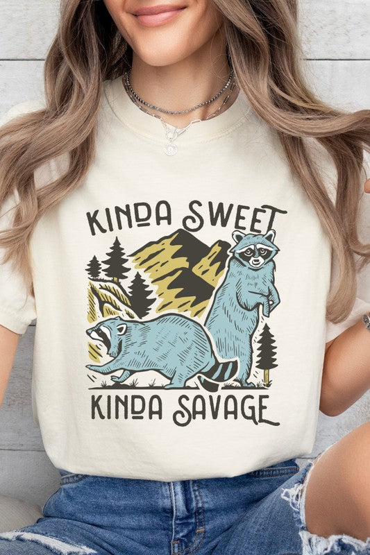 Kinda Sweet Kinda Savage Raccoon Graphic Tee