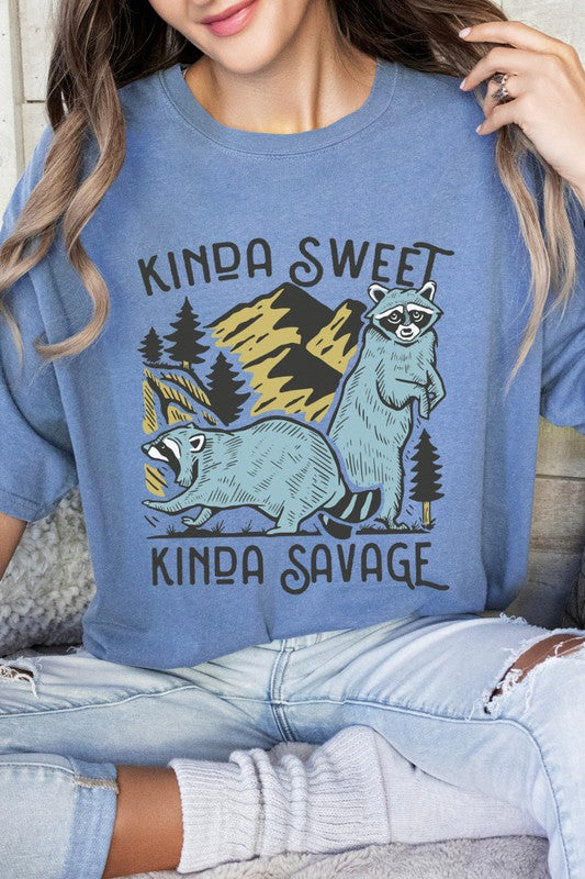 Kinda Sweet Kinda Savage Raccoon Graphic Tee