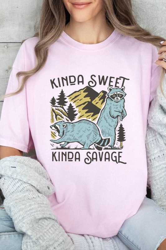 Kinda Sweet Kinda Savage Raccoon Graphic Tee