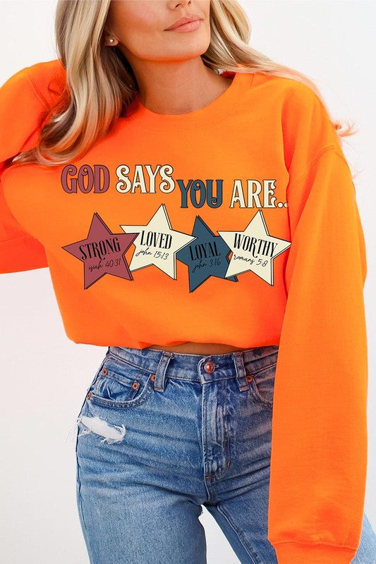 God Strong Loved Oversized Graphic Sweatshirts