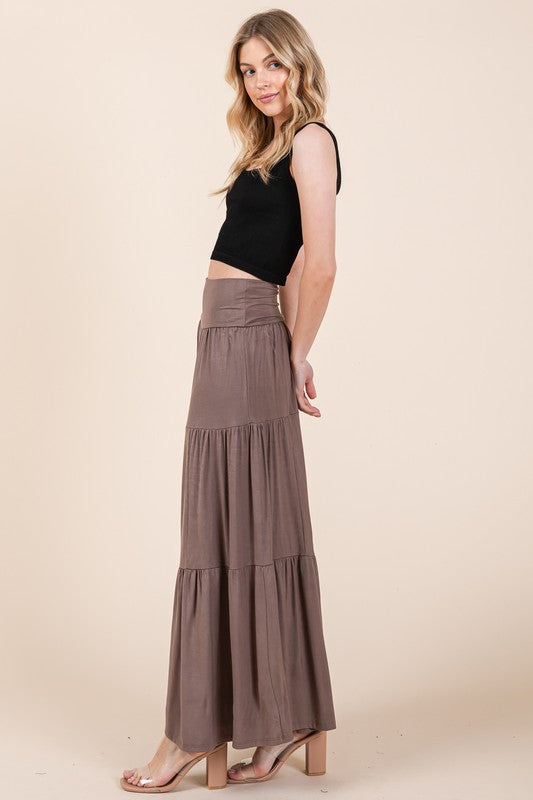 Solid Tiered Ruffle Skirt