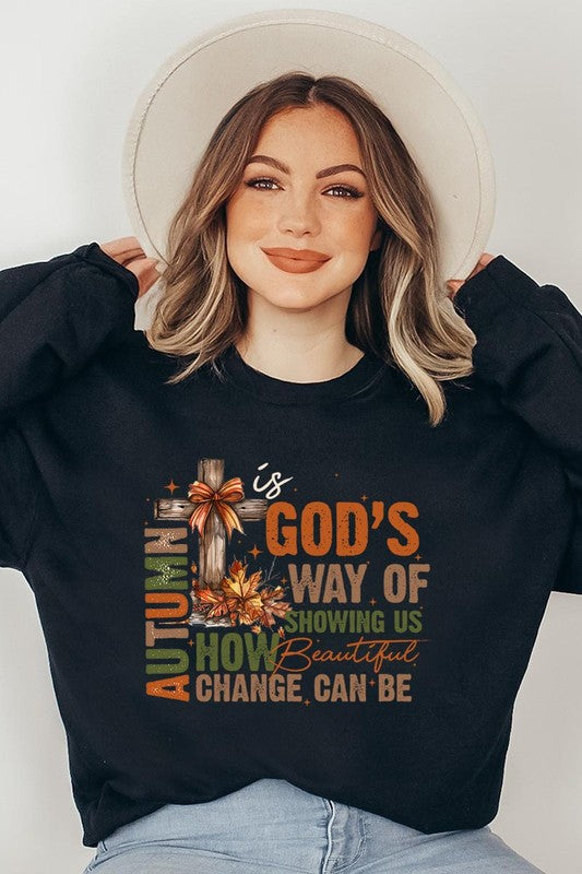 Autumn Is God's Way Graphic Fleece Sweatshirts