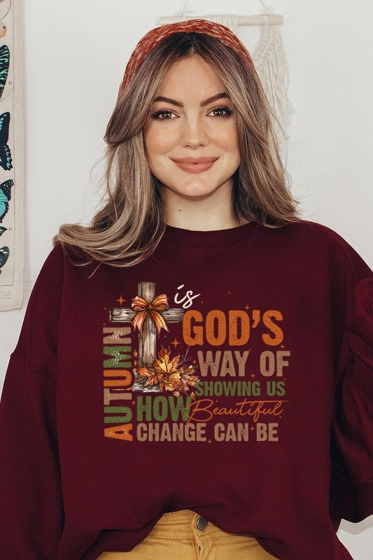 Autumn Is God's Way Graphic Fleece Sweatshirts