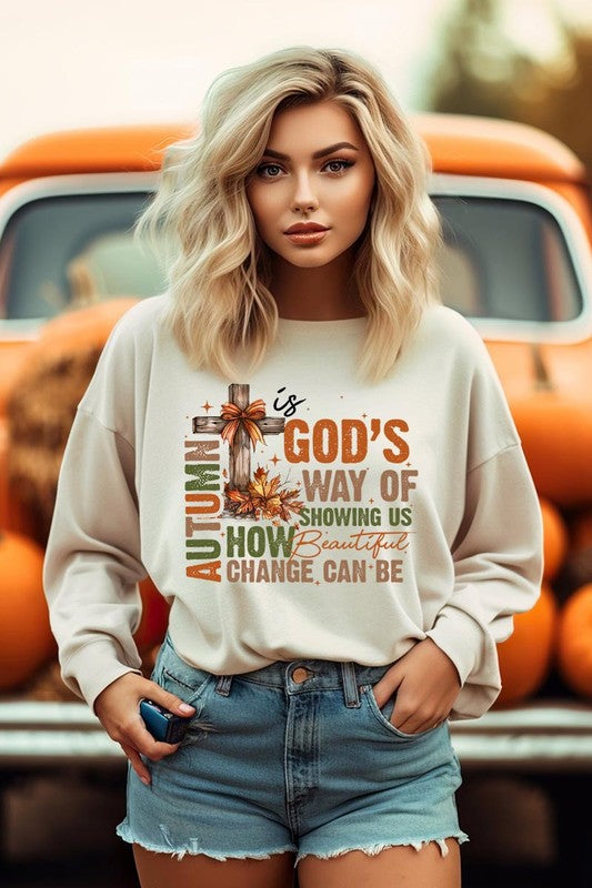 Autumn Is God's Way Graphic Fleece Sweatshirts