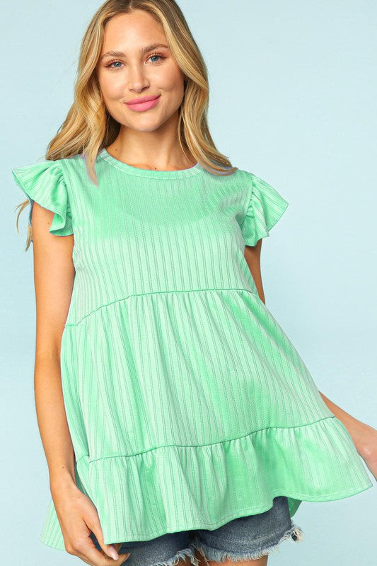 BABYDOLL TIERED RUFFLE FRILL SHORT SLEEVE