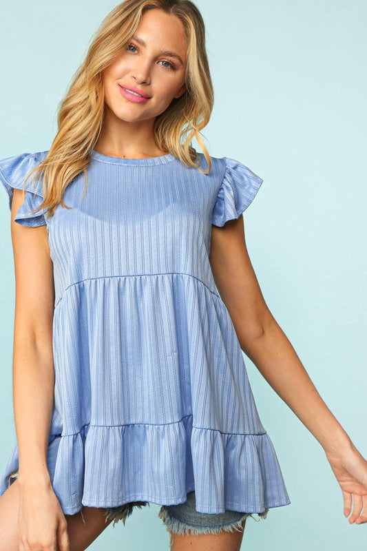 BABYDOLL TIERED RUFFLE FRILL SHORT SLEEVE