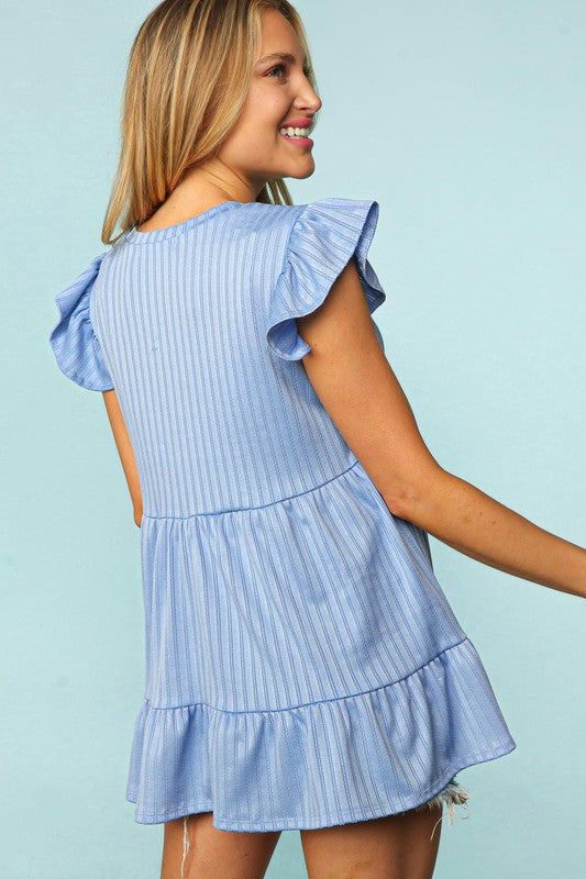 BABYDOLL TIERED RUFFLE FRILL SHORT SLEEVE