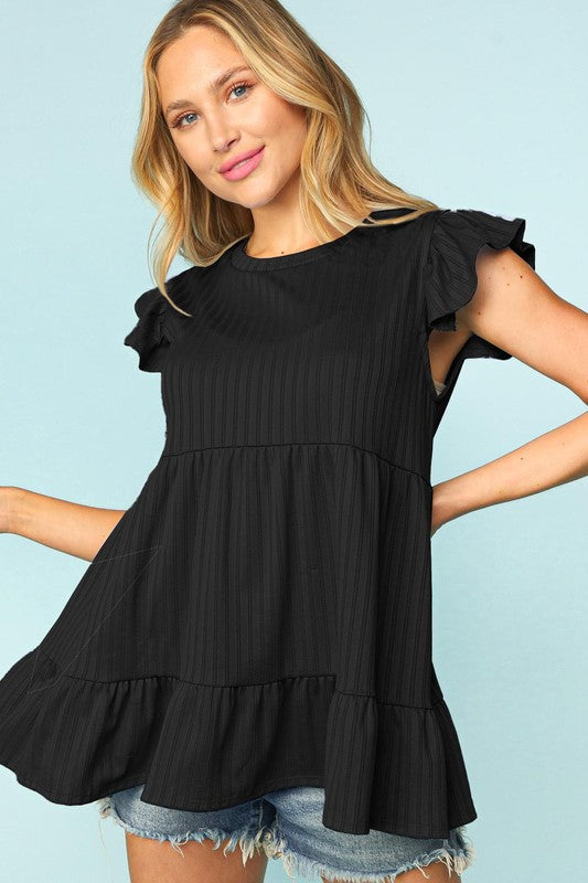 BABYDOLL TIERED RUFFLE FRILL SHORT SLEEVE