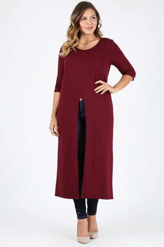 Plus Size Slit front  Maxi Top