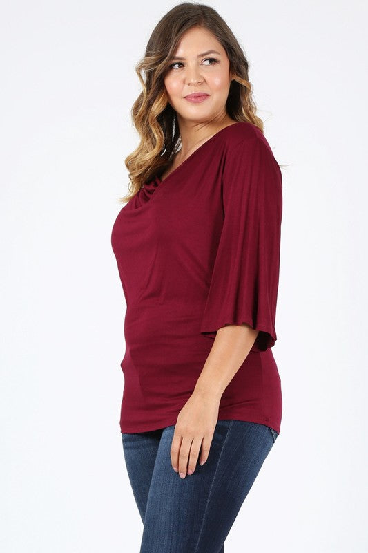 Plus size cowl neck basic top