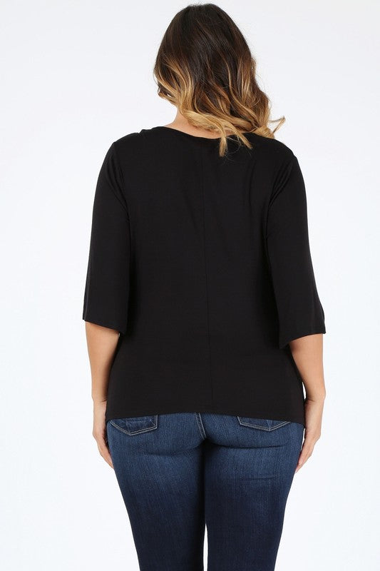 Plus size cowl neck basic top