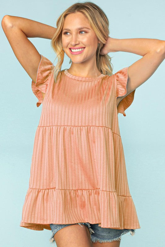 BABYDOLL TIERED RUFFLE FRILL SHORT SLEEVE