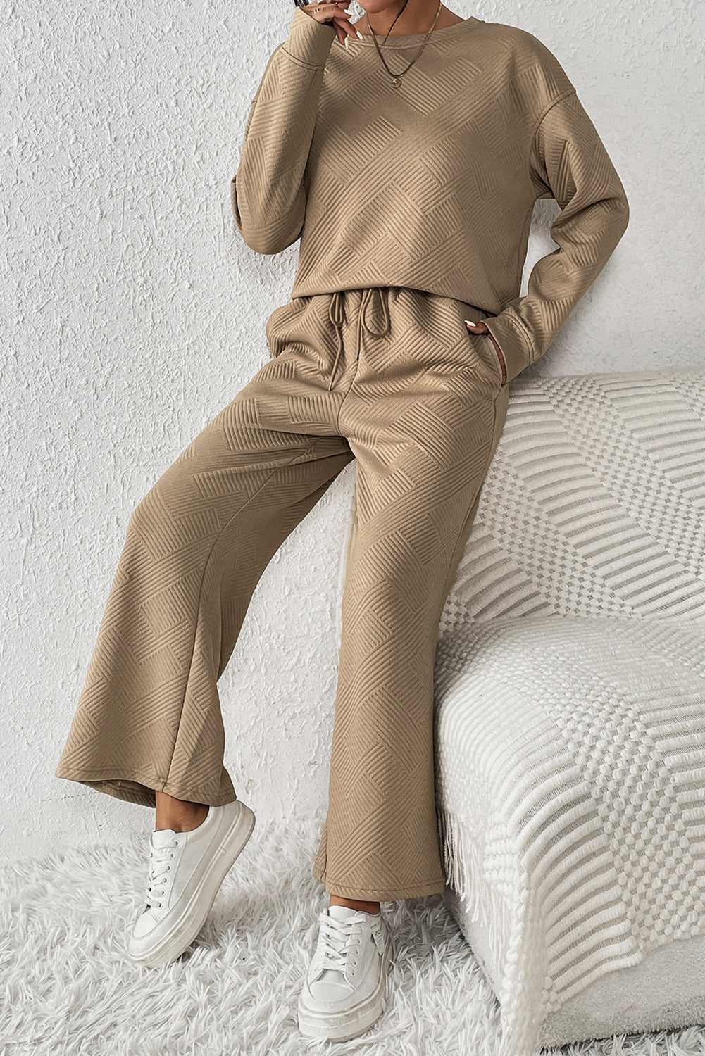 Apricot Ultra Loose Textured 2pcs Slouchy Outfit